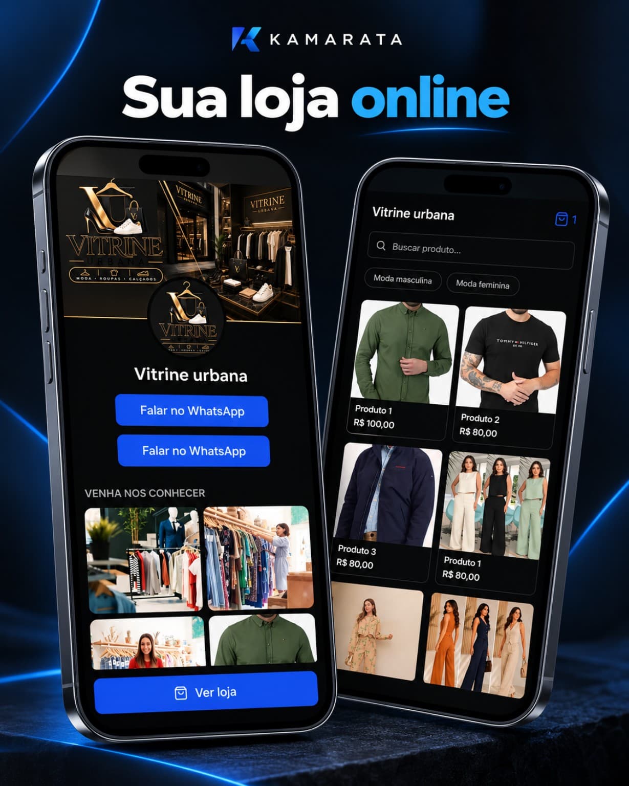Página da loja online da Kamarata aberta no celular